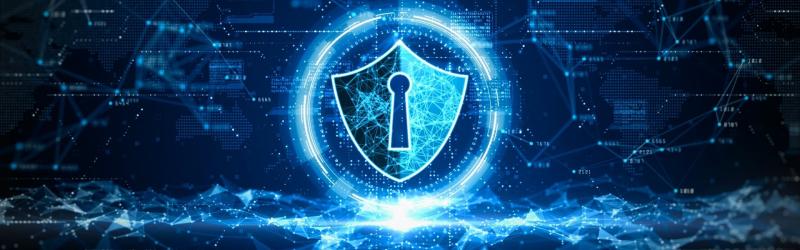 Cybersecurity und Datensicherheit für KMU mit digitalem Schutzschild gegen Cyberangriffe